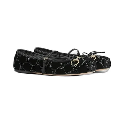 Gg Crystal Gucci Horsebit Ballet Flat