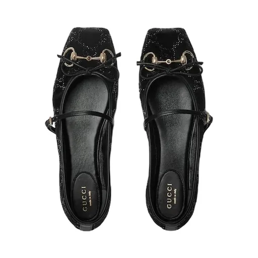 Gg Crystal Gucci Horsebit Ballet Flat