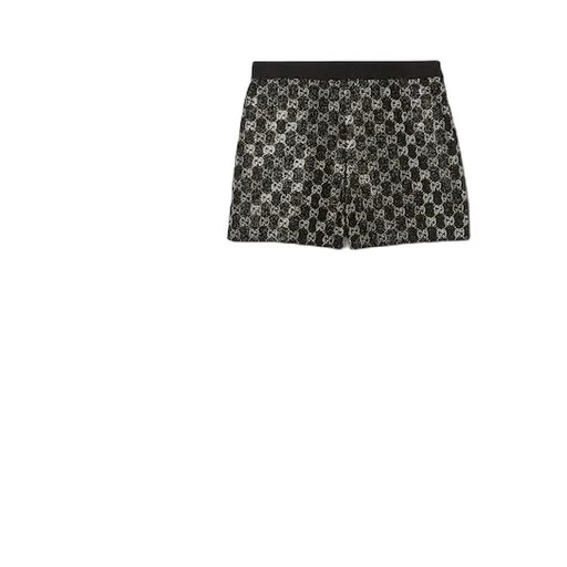 Embroidered Wool Tweed Lamé Shorts