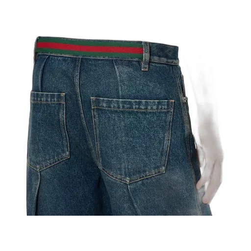 Cotton Denim Trousers With Web