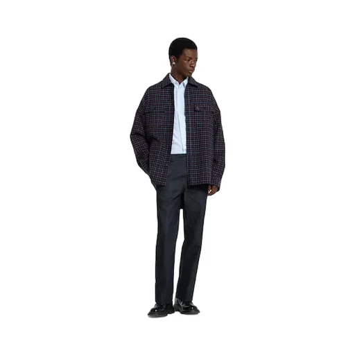 Cotton Denim Trousers With Gg Inerts