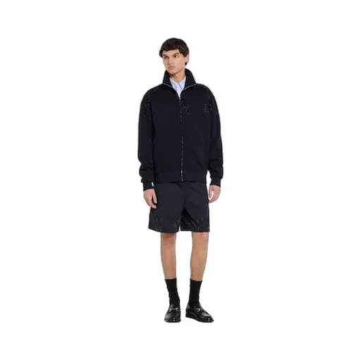 Technical Jersey Zip Jacket With Crystals