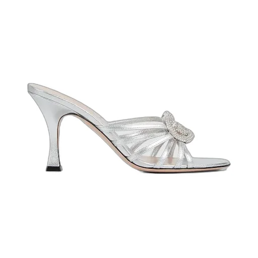 Slide Sandal With Crystal Interlocking G