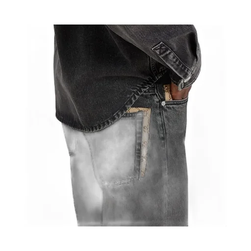 Washed Cotton Denim Trousers