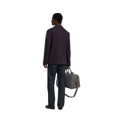 Single-Breast Check Wool Jacket