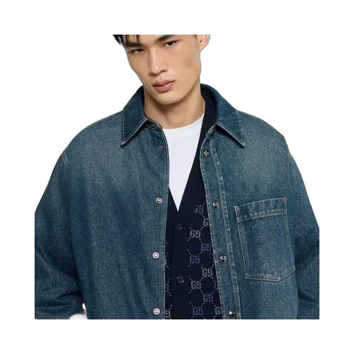 Reversible Padded Denim And Nylon Shirt