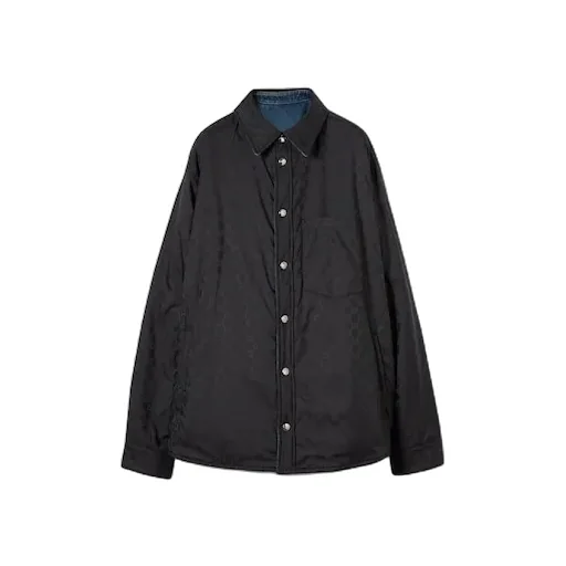 Reversible Padded Denim And Nylon Shirt
