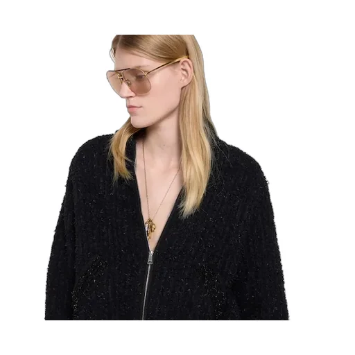 Wool Lamé Bouclé Zip Jacket