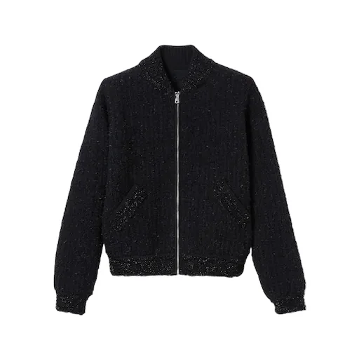 Wool Lamé Bouclé Zip Jacket