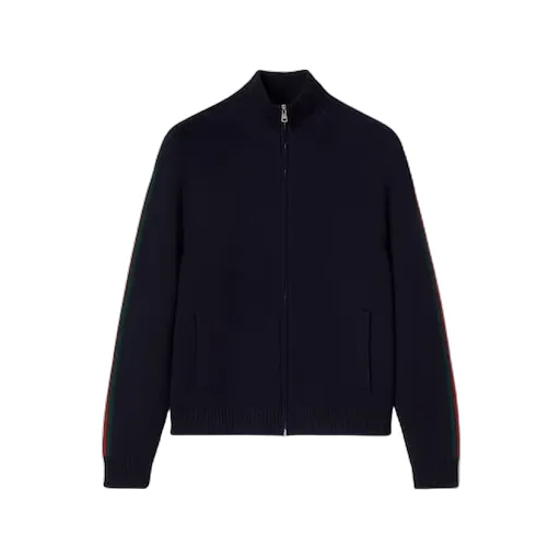 Woven Stitch Knit Wool Zip Jacket