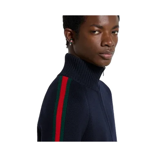 Woven Stitch Knit Wool Zip Jacket