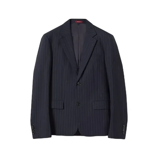 Single-Breast Pinstripe Wool Jacket