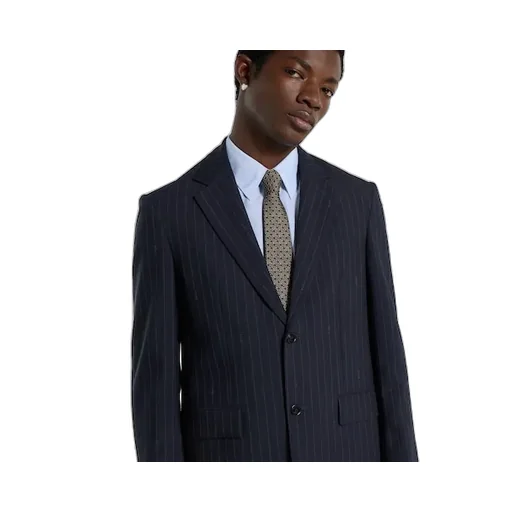 Single-Breast Pinstripe Wool Jacket