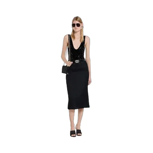 Fringed Fil Coupé Fabric Skirt