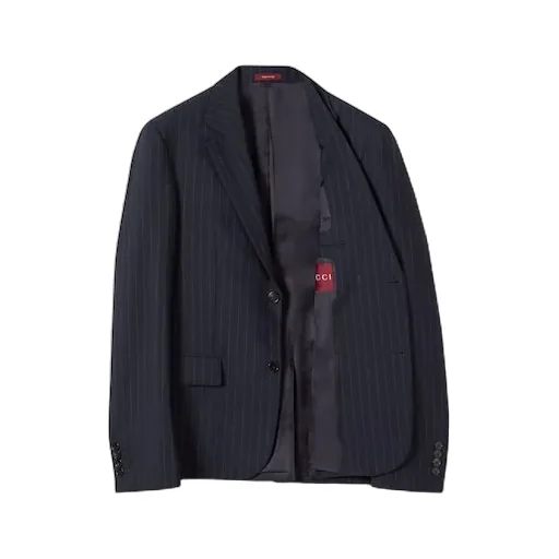 Single-Breast Pinstripe Wool Jacket