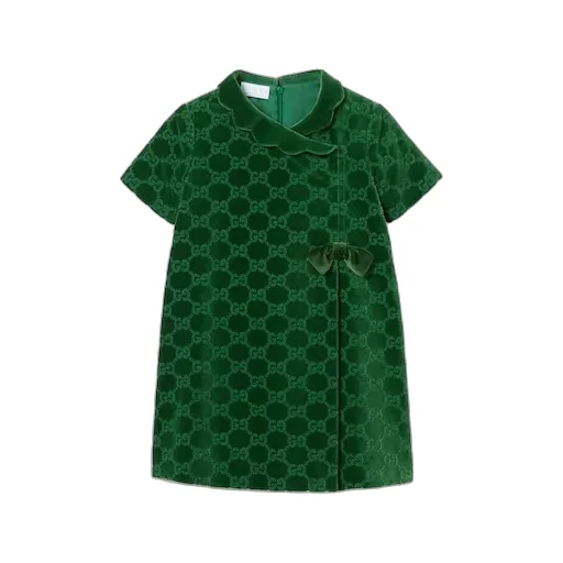 Children's Gg Cotton Velvet Dress