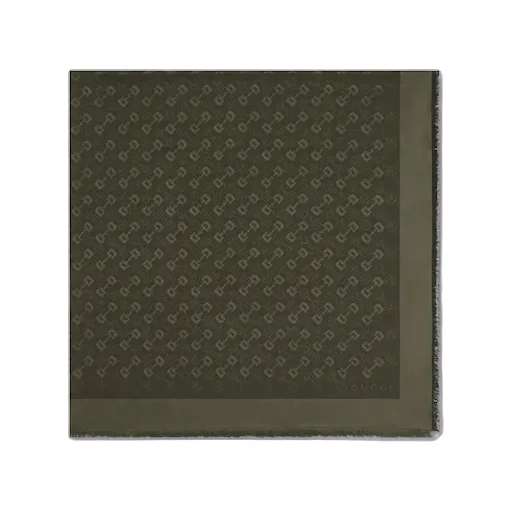 Silk Wool Horsebit Jacquard Shawl