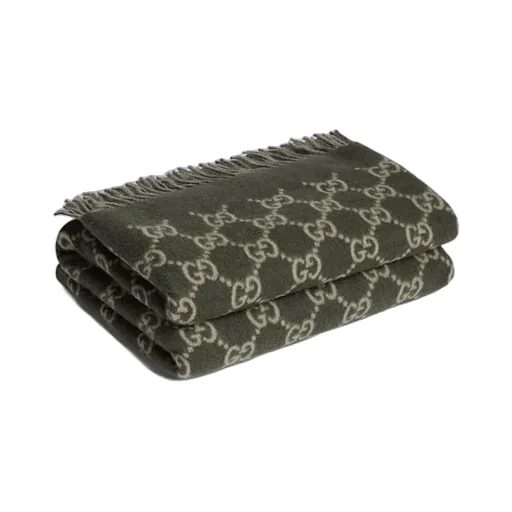 Reversible Gg Wool Cashmere Blanket