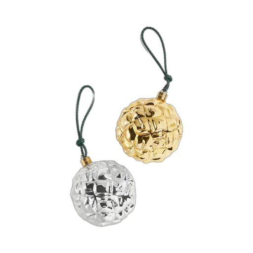 Set Of Two Check Ornaments