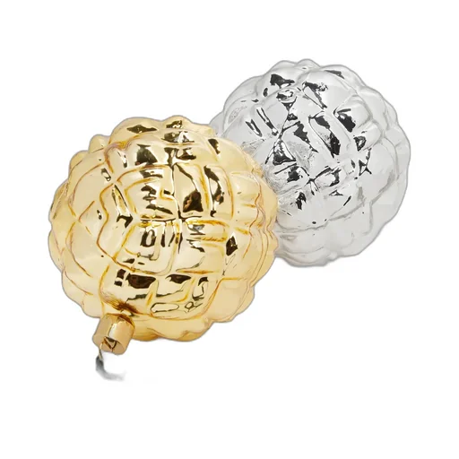 Set Of Two Check Ornaments