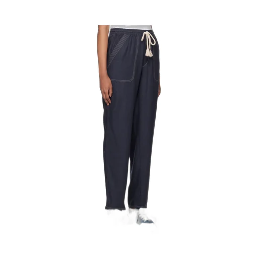 Mid-Rise Drawstring Tapered Trousers