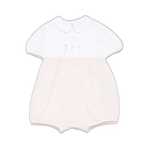 Floral Embroidered Gingham-Check Bodysuit