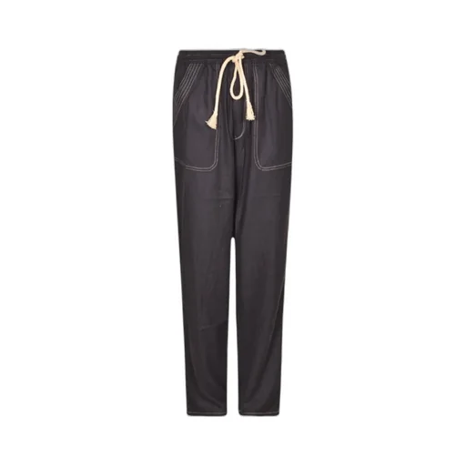 Mid-Rise Drawstring Tapered Trousers