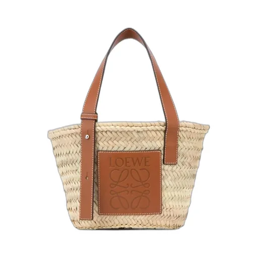 Anagram-Embossed Patch Small Basket Tote Bag