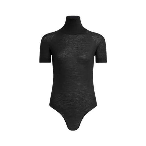 Short Sleeved Knitted Sheer Bodysuit