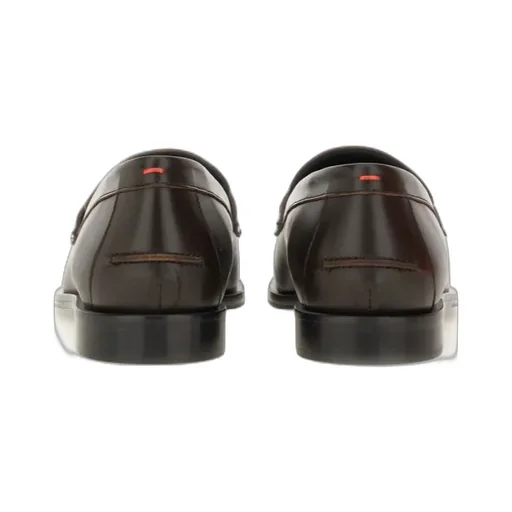 Leather Loafers With Penny Strap And Round Toe