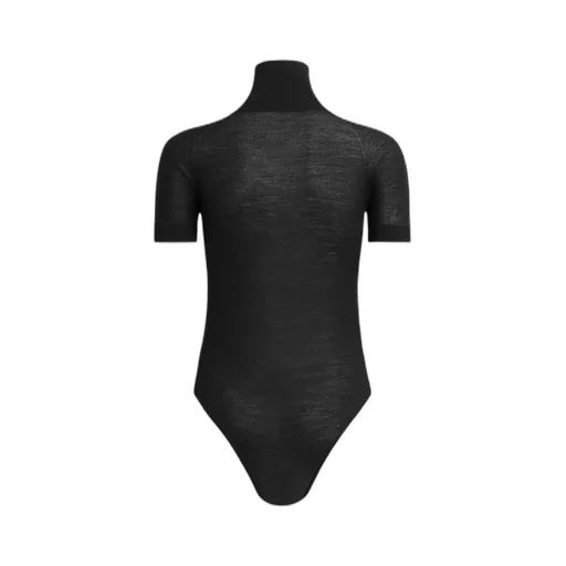 Short Sleeved Knitted Sheer Bodysuit