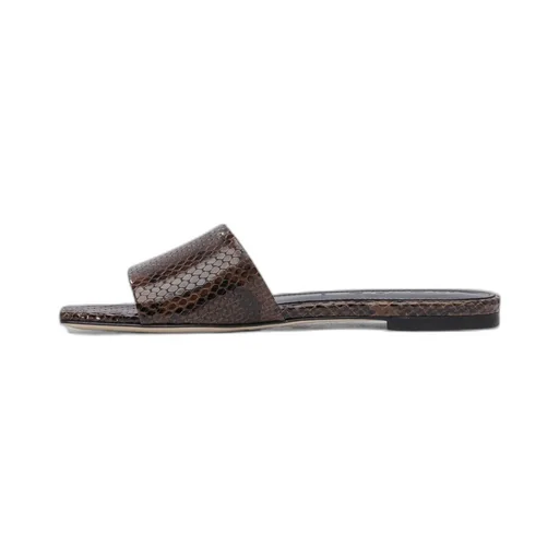 Anna Snakeskin-Effect Square-Toe Sandals
