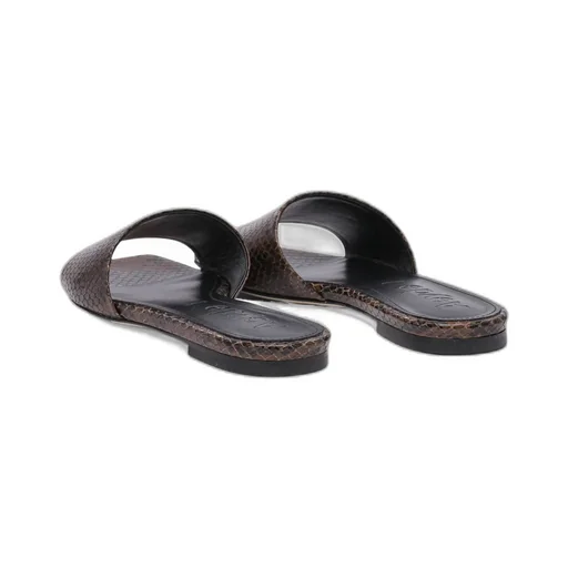 Anna Snakeskin-Effect Square-Toe Sandals