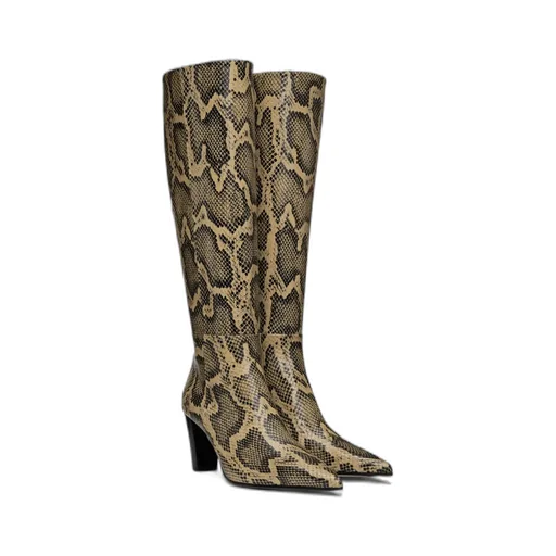 Cecilia Snake-Pattern Embossed Boots