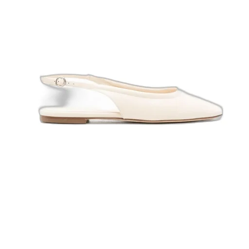 Square-Toe Leather Ballerina Shoes