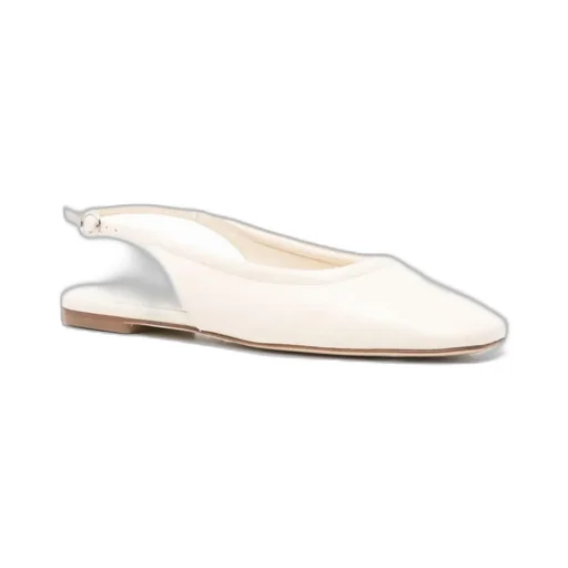 Square-Toe Leather Ballerina Shoes