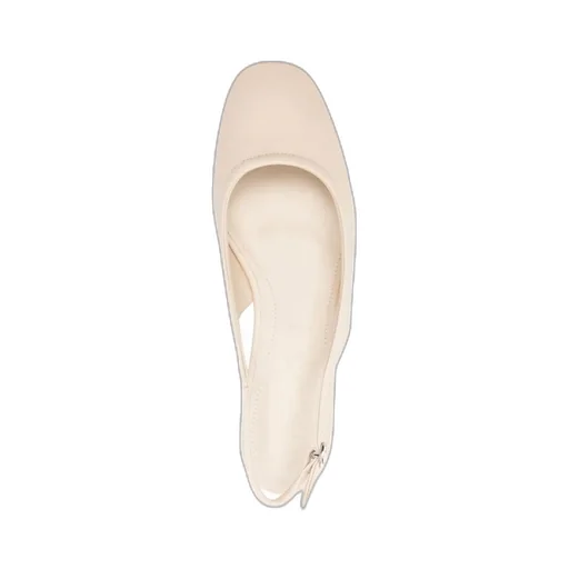 Square-Toe Leather Ballerina Shoes