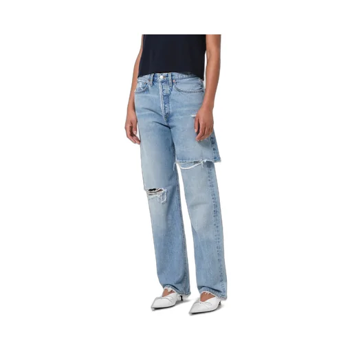 Distressed Straight-Leg Jeans