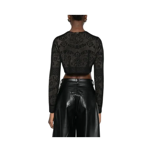 Floral-Pattern Cropped Cardigan