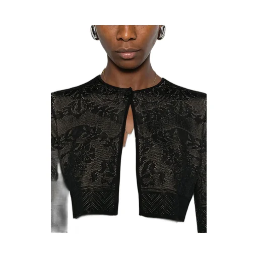 Floral-Pattern Cropped Cardigan