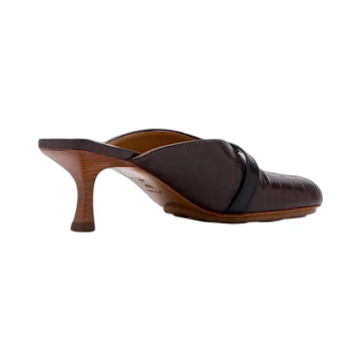 Buckle-Detailed Embossed Heeled Sandals