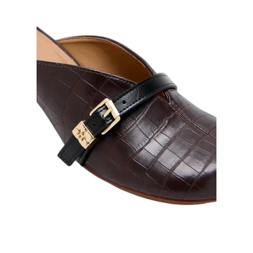 Buckle-Detailed Embossed Heeled Sandals