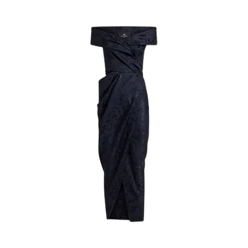 Jacquard Off-The-Shoulder Evening Dress