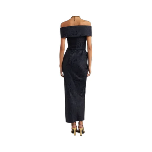 Jacquard Off-The-Shoulder Evening Dress