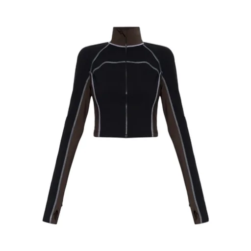 Logo Printed Zipped Cropped Training Top