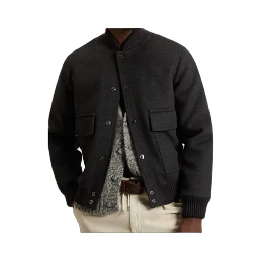 Twill Buttoned Bomber Jacket