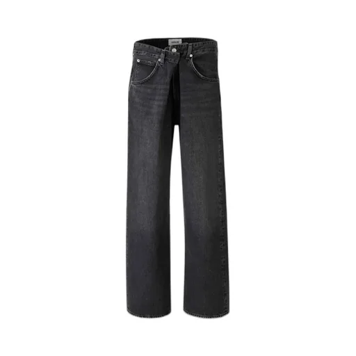 Fold-Over Wide-Leg Jeans