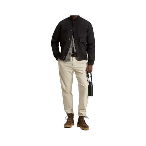 Twill Buttoned Bomber Jacket