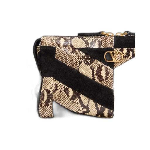 Panthea Small Shoulder Bag In Python And Suede With A Chevron Pattern