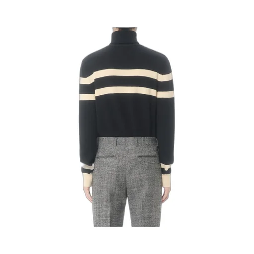 High-Neck Wool Jumper With Vlogo Embroidery